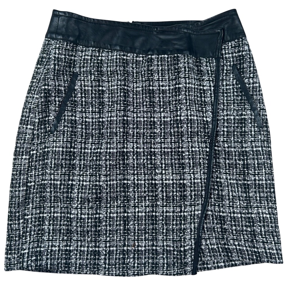 Outback Red Tweed Mini Skirt Women 4 Black White VTG 90s Preppy Academic Chic